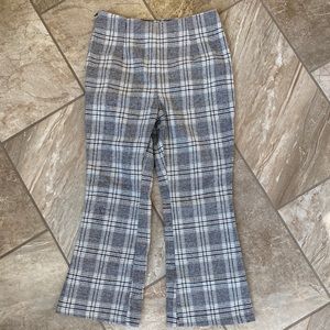 High Waisted Flare Leg Plaid Pant